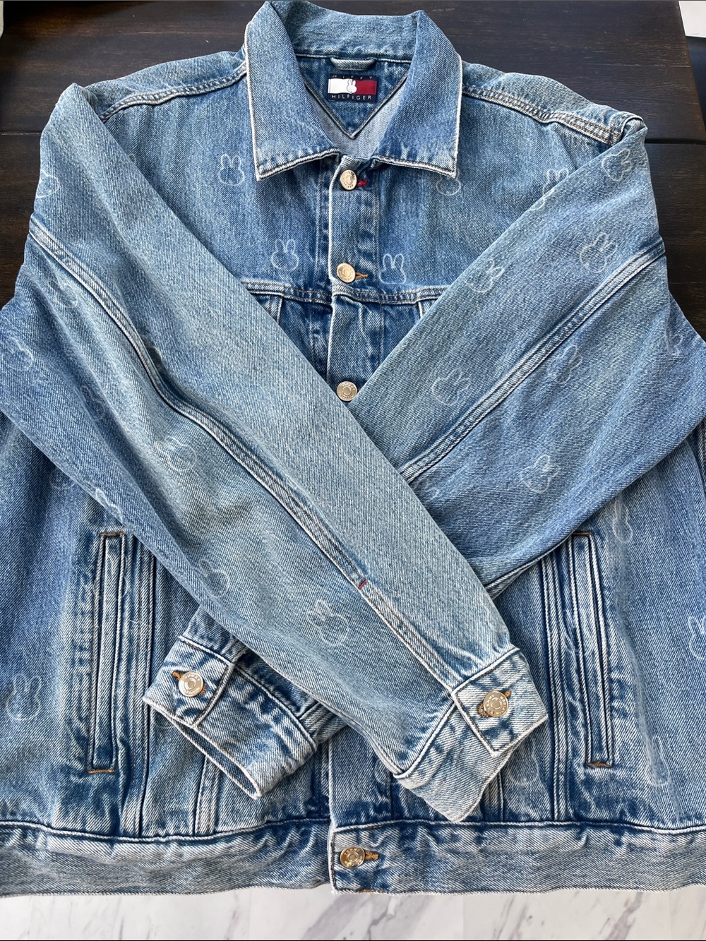 Tommy Hilfiger Light Blue Denim Jacket with Bunny Embroidery